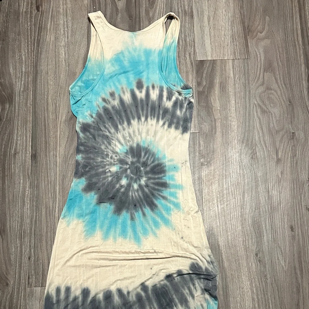 Go Couture Spiral Tie-Dye Maxi Dress - Blue and Cream - Picture 6 of 7